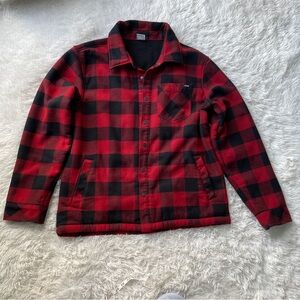 Hurley Sherpa Lined Buffalo Plaid Button Down Flannel Shirt Jacket